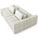 Ver imagem 2 de Sofá Ilha com Puff para Sala Living 285cm Amber M03 Bouclê Bege Claro - Lyam Decor