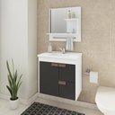 Ver imagem 2 de Gabinete de Banheiro com Cuba e Espelheira Tulipa 60cm Branco/preto - Mgm