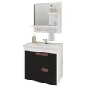 Ver imagem 1 de Gabinete de Banheiro com Cuba e Espelheira Tulipa 60cm Branco/preto - Mgm