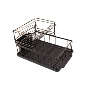 Escorredor Duplo de Louças Cromado Inox Porta Talher Pratos Bandeja Coletora Copos Colheres Cozinha