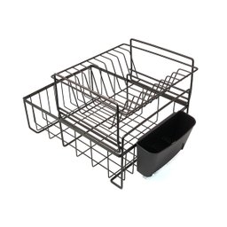 Escorredor Duplo de Louças Cromado Inox Porta Talher Pratos Bandeja Coletora Copos Colheres Cozinha - 6
