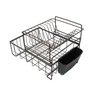 Escorredor Duplo de Louças Cromado Inox Porta Talher Pratos Bandeja Coletora Copos Colheres Cozinha - 6