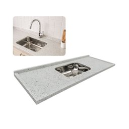 Pia Cozinha Granito Pitaya 120cm Cuba Inox Acabamento Duplo:granito Branco - 3