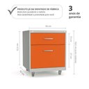 Ver imagem 2 de Gaveteiro de Aço 2 Gavetas com Chave e Rodízios com Trava e Gaveta p/Pasta Suspensa Laranja/Cinza