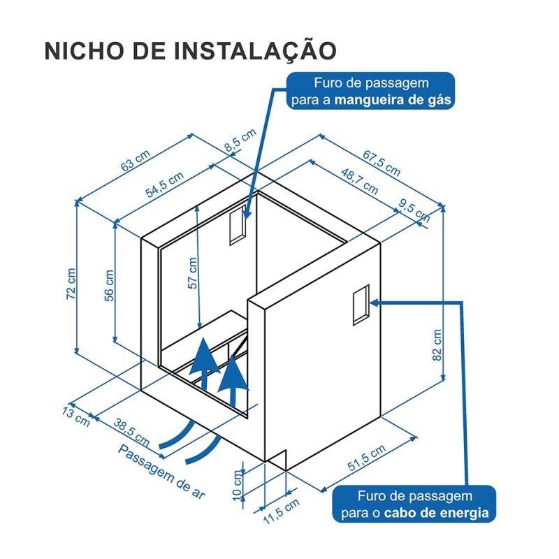 FOGAO A GAS DE EMBUTIR 4 BOCAS VENAX GAUDI PRISMA VITREO BL GRAFITE GAS GLP - 5