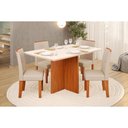 Ver imagem 1 de Conjunto: Mesa Sala Jantar Hera C/ Tampo Madeirado C/ Vidro 120x90cm e 4 Cadeiras Zoe Freijo/off