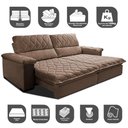 Ver imagem 3 de Sofá Retrátil e Reclinável 2,75m Molas Ensacadas Cama inBox Big Home com Bordado 3D Velusoft