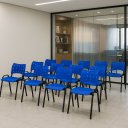 Ver imagem 1 de Cadeira Iso Base Preto Igreja, Escola, Escritório - Azul - Kit 12 Peças