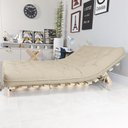 Ver imagem 4 de Sofa Cama Casal Futon Oriental Bege Com Madeira Maciça