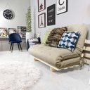 Ver imagem 5 de Sofa Cama Casal Futon Oriental Bege Com Madeira Maciça