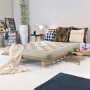Ver imagem 7 de Sofa Cama Casal Futon Oriental Bege Com Madeira Maciça