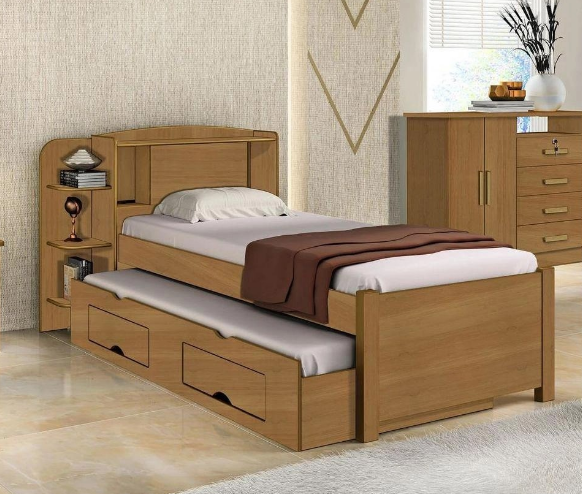 Cama Solteiro com Box Milênio Plus 100% Mdf D Doro Móveis - Cinamomo