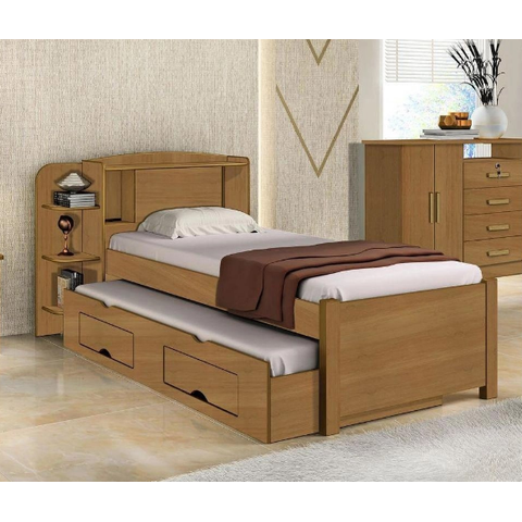 Cama Solteiro com Box Milênio Plus 100% Mdf D Doro Móveis - Cinamomo