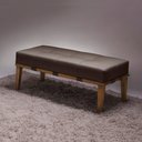 Ver imagem 5 de Puff Decorativo 100cm Martínez Linho Pés Madeira Marrom/Natural - Gran Belo