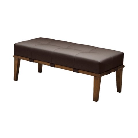 Puff Decorativo 100cm Martínez Linho Pés Madeira Marrom/Natural - Gran Belo