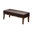 Ver imagem 1 de Puff Decorativo 100cm Martínez Linho Pés Madeira Marrom/Natural - Gran Belo