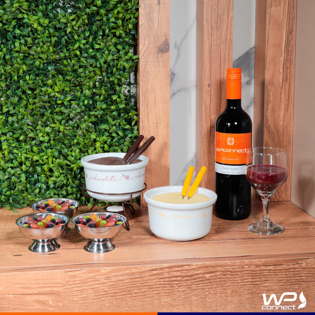 Conjunto Aparelho Para Fondue Porcelana 09 Peças Doce e Salgado Wp