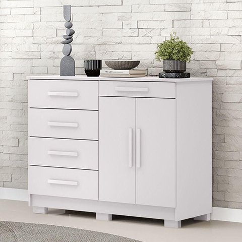 Cômoda Quarto 122cm com 2 Portas Sapateira Vitória V01 - D'Rossi Cor Branco