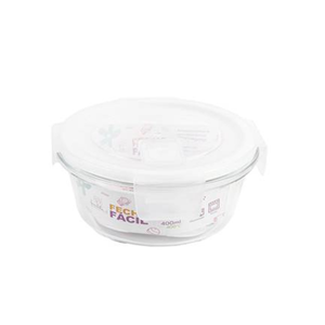 Pote Hermético de Vidro com Válvula de Respiro 400ml - Branco