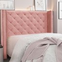 Ver imagem 1 de Cabeceira Solteiro 90cm Veludo Vicenza Rosa