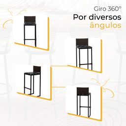 Kit 6 Bancos Quadrado Junco Argila para Bancada Alta Cozinha Área Gourmet Bistrô Piscina Bar - 5