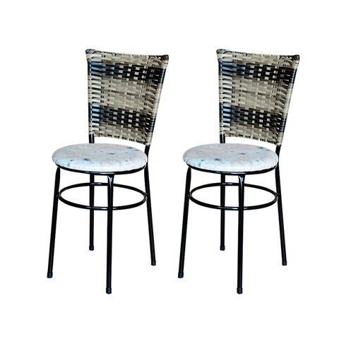 2 Cadeiras para Mesa Preta Hawai Cappuccino Premium Assento Floral:floral Areia