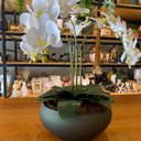 Ver imagem 3 de Arranjo Grande Centro de Mesa 3 Orquídeas Branca 3d Vaso Verde