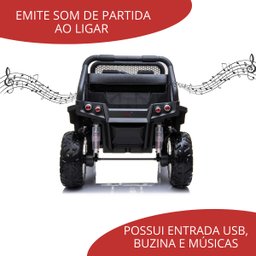 Carro Elétrico Infantil Com Controle Quadriciclo Criança Até 25Kg 2 Assentos Musica Luz Som 12v MP3  - 3