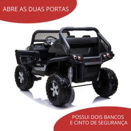 Carro Elétrico Infantil Com Controle Quadriciclo Criança Até 25Kg 2 Assentos Musica Luz Som 12v MP3  - 7
