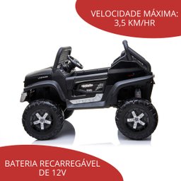 Carro Elétrico Infantil Com Controle Quadriciclo Criança Até 25Kg 2 Assentos Musica Luz Som 12v MP3  - 6