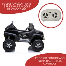 Carro Elétrico Infantil Com Controle Quadriciclo Criança Até 25Kg 2 Assentos Musica Luz Som 12v MP3  - 5