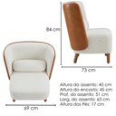 Ver imagem 3 de Poltrona Decorativa Verso Pes Madeira Boucle e Courino Tce 1010 Tcs 727 Moll