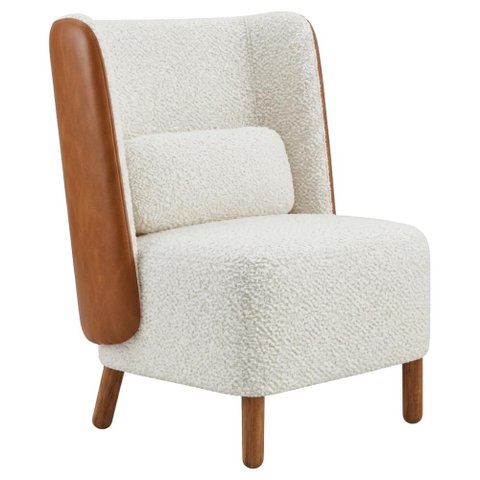 Poltrona Decorativa Verso Pes Madeira Boucle e Courino Tce 1010 Tcs 727 Moll