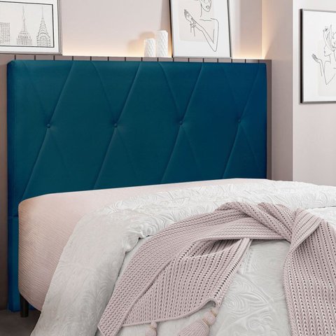 Cabeceira King 195cm Veludo Aquilla Azul