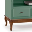 Ver imagem 2 de Rack com Painel para Sala 150cm Pés Luis Xv 3 Gavetas e Nicho - Verde Musgo/imbuia Glazer