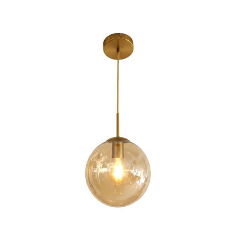 Pendente Moderno Glass Dourado Globo de Vidro Âmbar 20cm
