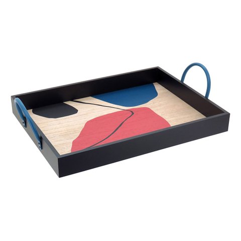 Bandeja Decorativa para Servir Retangular Mdf 10x30x43cm Preto