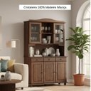 Ver imagem 5 de Kit Peças Cristaleira 5 Portas e Aparador 2 Gavetas 100% Madeira Maciça - Linha Rubi Finestra Móveis Marrom Café