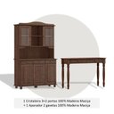 Ver imagem 4 de Kit Peças Cristaleira 5 Portas e Aparador 2 Gavetas 100% Madeira Maciça - Linha Rubi Finestra Móveis Marrom Café