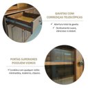 Ver imagem 7 de Kit Peças Cristaleira 5 Portas e Aparador 2 Gavetas 100% Madeira Maciça - Linha Rubi Finestra Móveis Marrom Café