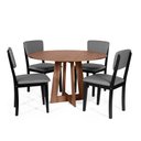 Ver imagem 1 de Mesa de Jantar Redonda Montreal Noronha com 4 Cadeiras Estofadas Ella Preto/cinza Escuro