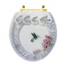 Assento Sanitário Poliester Decorada Convencional Beija Flor com Ferragem Dourada - 1