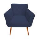 Ver imagem 2 de Poltrona Decorativa Sabrina Suede Azul Marinho Pés Madeira Ms Decor