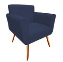 Ver imagem 1 de Poltrona Decorativa Sabrina Suede Azul Marinho Pés Madeira Ms Decor