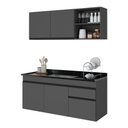 Ver imagem 2 de Armário Cozinha Modulada Compacta Suspensa com Pia 150cm Milano Multimóveis MCR2481 Grafite/Preto