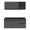 Ver imagem 6 de Armário Cozinha Modulada Compacta Suspensa com Pia 150cm Milano Multimóveis MCR2481 Grafite/Preto