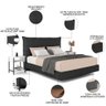 Cama Queen Flutuante 160cm Lyra e 2 Mesas de Cabeceira Plaza L03 Preto/branco - Mpozenato - 3