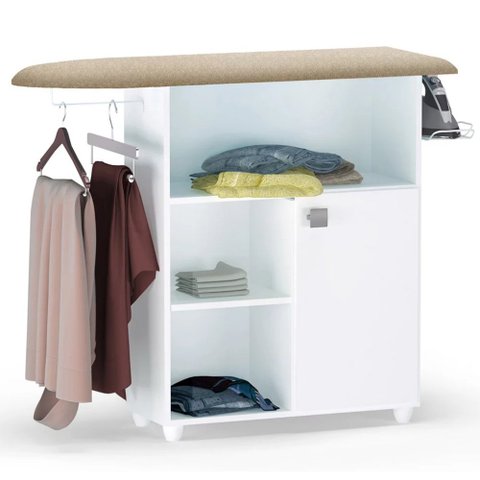 Multiuso Balcão Mariele Tábua de Passar Roupa 1 Porta Branco - Bela Móveis