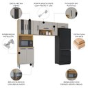 Ver imagem 3 de Armário de Cozinha Compacta 244cm 8 Portas Livy P11 Damasco/Off White - Mpozenato