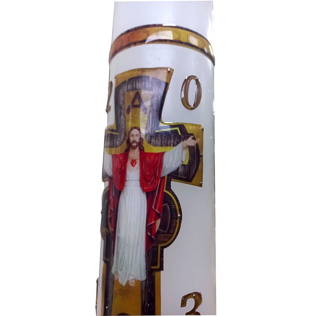 Círio Pascal Jesus Cristo 7cm x 40 Cm Adesivo Resinado - 4